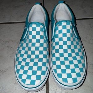 Vans Checkered Sneakers - Teal and White